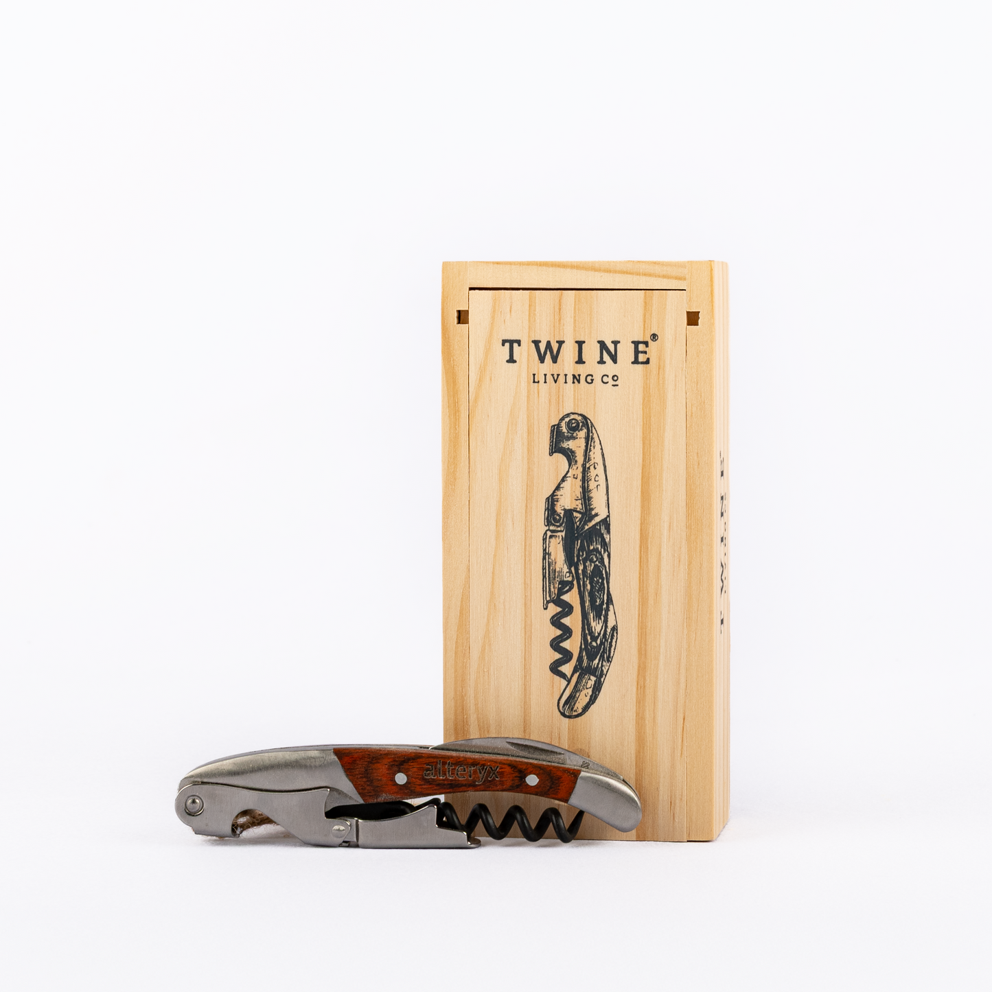 Twine Living® Wooden Double Hinged Corkscrew with Gift Box