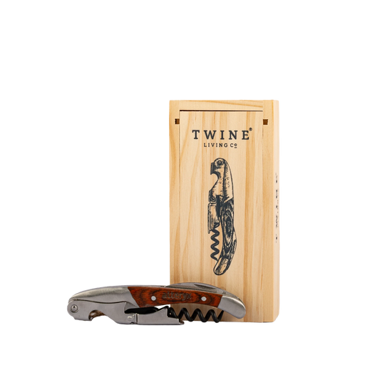 Twine Living® Wooden Double Hinged Corkscrew with Gift Box