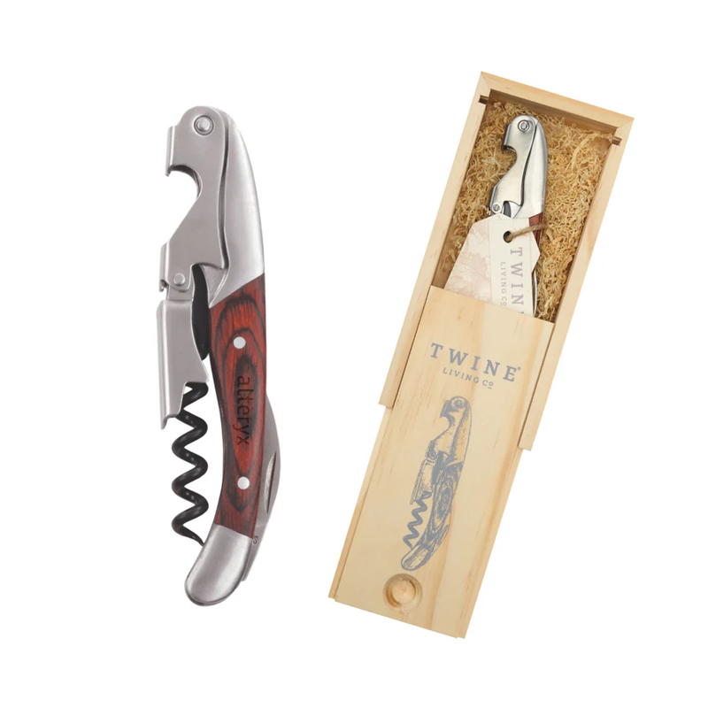 Twine Living® Wooden Double Hinged Corkscrew with Gift Box